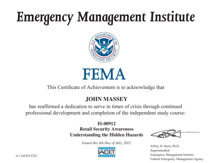 Retail Security Awareness Understanding the Hidden Hazards Certificate